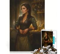 Puzzle da 1000 pezzi per ragazzi: Donna medievale in taverna gioco interattivo migliora la memoria compleanno e Natale 38x52cm