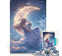 Puzzle da 1000 pezzi per ragazzi: Donna seduta sulla mezzaluna gioco pratico per divertimento in famiglia adatto come decorazione da scrivania 50x75cm