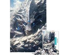 Puzzle da 1000 pezzi per ragazzi Drago bianco con occhio blu Giocattolo educativo Gioco rompicapo per tutta la famiglia Regalo per compleanni (Dimensioni 75x50cm)