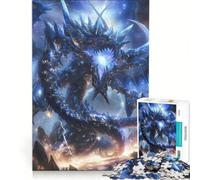 Puzzle da 1000 pezzi per ragazzi, drago blu di cristallo anime, gioco interattivo, attività per famiglie, ottimo regalo per gli appassionati di videogiochi 38x52cm