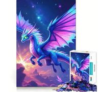 Puzzle da 1000 pezzi per ragazzi,drago blu e rosa in volo,con incastri fluidi,divertente,gioco di logica,regalo,gioco rilassante,arte per il tempo libero natalizio 50x75cm