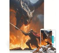 Puzzle da 1000 pezzi per ragazzi: Drago che combatte un cavaliere, Gioco impossibile, Allena la mente e la mano, Regalo di compleanno, Regali 50x75cm