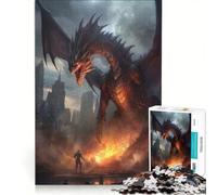 Puzzle da 1000 pezzi per ragazzi: Drago che distrugge la città, gioco impossibile, allena la mente e la mano, regalo di compleanno, regalo 50x75cm