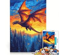 Puzzle da 1000 pezzi per ragazzi, drago che vola su un paesaggio boschivo, gioco educativo, regalo di compleanno, ideale come regalo per tutta la famiglia 38x26cm