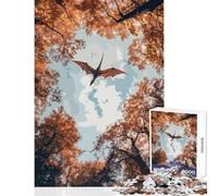 Puzzle da 1000 pezzi per ragazzi: Drago che vola tra le chiome di una foresta autunnale Gioco educativo per migliorare la memoria decorazione per la casa regalo di compleanno (50x75cm)