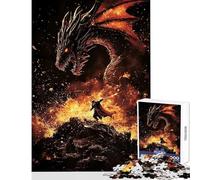 Puzzle da 1000 pezzi per ragazzi: Drago contro Cavaliere epica battaglia gioco interattivo sfida impegnativa giocattolo educativo per rafforzare l'amore tra le coppie (38x26cm)