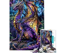 Puzzle da 1000 pezzi per ragazzi drago del bosco viola puzzle per ragazzi giochi rilassanti gara di velocità manuale per compleanno Natale (dimensioni 50x75cm)