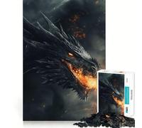 Puzzle da 1000 pezzi per ragazzi,Drago di Fuoco Nero,con incastri lisci,divertente,gioco di logica,regalo rilassante,arte per il tempo libero natalizio 38x52cm