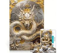 Puzzle da 1000 pezzi per ragazzi: Drago d'Oro dei Desideri, Giochi per famiglie, Divertimento in famiglia, Collezione d'artista, Belle Arti 50x75cm