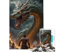 Puzzle da 1000 pezzi per ragazzi drago e guerrieri scena di battaglia fantasy attività divertenti da fare a casa assemblaggio del modello gioco educativo per ragazzi gioco di puzzle offerto