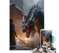 Puzzle da 1000 pezzi per ragazzi Drago e Mago in un paesaggio fantasy Puzzle educativo da 1000 pezzi Un'opera d'arte Gioco educativo per tutta la famiglia (75x50cm)