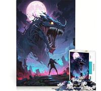 Puzzle da 1000 pezzi per ragazzi: Drago Guerriero Luna Piena, Gioco interattivo, Analisi e Logica, Adatto per la decorazione della scrivania 38x52cm