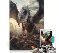 Puzzle da 1000 pezzi per ragazzi: Drago in una città distrutta, gioco pratico, analisi e logica, adatto come decorazione da scrivania 50x75cm