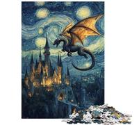 Puzzle da 1000 pezzi per ragazzi: Drago in volo sopra il castello Puzzle per ragazzi che migliora la memoria Lista dei desideri con Babbo Natale Ottimo regalo per gli appassionati di videogiochi