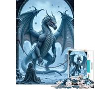 Puzzle da 1000 pezzi per ragazzi Drago incatenato e figura incappucciata Gioco educativo e stimolante per l'intelletto ideale come antistress e regalo di compleanno (dimensioni 38x52cm)