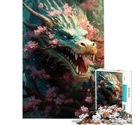 Puzzle da 1000 pezzi per ragazzi drago nel giardino di rose gioco intellettuale rilassante attività per famiglie regalo di Babbo Natale segreto (dimensioni 38x52cm)