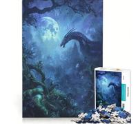 Puzzle da 1000 pezzi per ragazzi: Drago nella foresta al chiaro di luna, gioco educativo, regalo di compleanno, ideale come regalo per tutta la famiglia 38x52cm