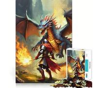 Puzzle da 1000 pezzi per ragazzi Drago Nero e Cavaliere,disegno preciso,gioco per allenare la mente,momento di relax,divertimento per il compleanno 50x75cm