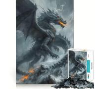 Puzzle da 1000 pezzi per ragazzi Drago nero nella tempesta,giunture lisce,divertimento assicurato,gioco di logica,regalo rilassante,arte per il tempo libero natalizio 50x75cm