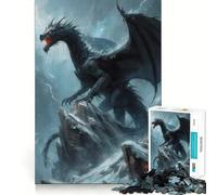 Puzzle da 1000 pezzi per ragazzi Drago nero sulla cima di una montagna,con incastri lisci,divertente,gioco di logica,regalo,gioco rilassante,arte per il tempo libero natalizio 38x52cm