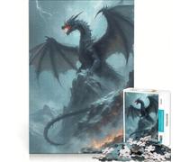 Puzzle da 1000 pezzi per ragazzi: Drago nero sulla cima di una montagna, giochi educativi, allena la mente e la mano, collezione d'artista, belle arti 38x26cm
