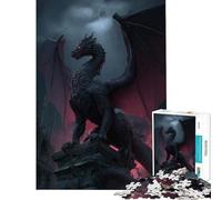 Puzzle da 1000 pezzi per ragazzi Drago Oscuro appollaiato su una struttura di pietra Gioco educativo e stimolante per l'intelletto ideale come antistress e regalo di compleanno (dimensioni 50x75cm)