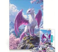 Puzzle da 1000 pezzi per ragazzi Drago rosa sulla cima di una montagna gioco impossibile interazione genitore-figlio regalo di Natale o compleanno 50x75cm