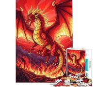 Puzzle da 1000 pezzi per ragazzi drago rosso in una scena di battaglia infuocata gioco rompicapo per adulti taglio di precisione difficile e stimolante (dimensioni 38x26cm)