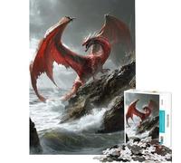 Puzzle da 1000 pezzi per ragazzi Drago rosso sulla scogliera Divertimento a casa gioco pratico per migliorare la memoria adatto a partire dai 14 anni (38x52cm)