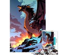 Puzzle da 1000 pezzi per ragazzi Drago ruggente su una vetta innevata Giocattolo educativo per l'apprendimento e il miglioramento della memoria Regalo di compleanno (dimensioni 50x75cm)