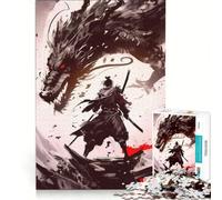 Puzzle da 1000 pezzi per ragazzi, drago samurai giapponese, antistress, da assemblare, compleanno e Natale 38x52cm