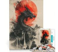 Puzzle da 1000 pezzi per ragazzi: Drago sotto una luna di sangue, gioco educativo, decorazione da parete, per rafforzare l'amore tra le coppie 38x52cm