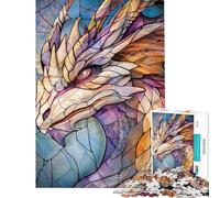 Puzzle da 1000 pezzi per ragazzi drago stile retrò in vetro dorato Puzzle per adulti gioco rilassante taglio di precisione stimola l'esercizio mentale (dimensioni 38x52cm)