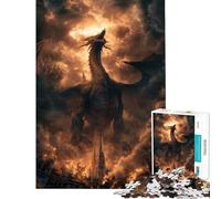 Puzzle da 1000 pezzi per ragazzi: Drago sulla città in fiamme sfida educativa giochi rilassanti per le vacanze a casa per ragazzi dai 14 anni in su (50x75cm)