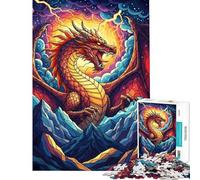 Puzzle da 1000 pezzi per ragazzi Drago sulla montagna con fulmine Puzzle per adulti giochi rilassanti per migliorare la memoria amici e familiari (dimensioni 38x26cm)