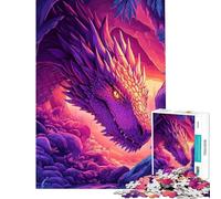 Puzzle da 1000 pezzi per ragazzi drago viola nella caverna gioco divertente decorazione perfetta regalo per tutta la famiglia (dimensioni 38x52cm)
