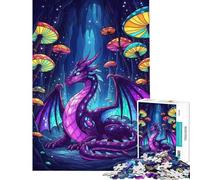 Puzzle da 1000 pezzi per ragazzi drago viola nella grotta dei funghi puzzle antistress per adulti divertimento in famiglia attività divertenti da fare a casa (dimensioni 50x75cm)