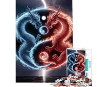 Puzzle da 1000 pezzi per ragazzi Drago Yin Yang sfida educativa ideale per passare il tempo durante le vacanze o come passatempo fai-da-te per ragazzi dai 14 anni in su (38x26cm)