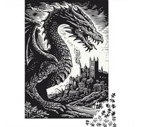Puzzle Da 1000 Pezzi Per Ragazzi Dragon Cityscape Illustration Puzzle Per Adulti Fai Da Te Giocattoli Decorazione Perfetta Regali Unici Per Compleanno E Natale 52x38cm/1000pcs