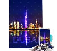 Puzzle da 1000 pezzi per ragazzi Dubai luci notturne della città gioco interattivo giocattolo avvincente per coltivare la pazienza regalo di compleanno un'opera d'arte (dimensioni 38x52cm)