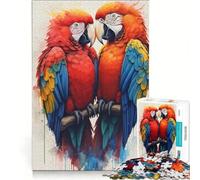 Puzzle da 1000 pezzi per ragazzi: Due ara innamorate schizzi di vernice giocattolo fai-da-te antistress intellettuale adatto come decorazione da scrivania 38x52cm