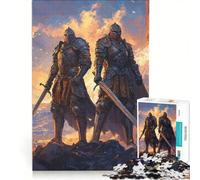 Puzzle da 1000 pezzi per ragazzi Due cavalieri al tramonto decorazione da parete compleanno 50x75cm