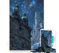 Puzzle da 1000 pezzi per ragazzi Due cavalieri nella notte Taglio netto Artigianato Divertimento cognitivo Gioco per il tempo libero Arte natalizia per la casa (38x52cm)