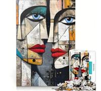 Puzzle da 1000 pezzi per ragazzi Due Facce in stile Picasso gioco rilassante antistress compleanno e Natale 38x52cm