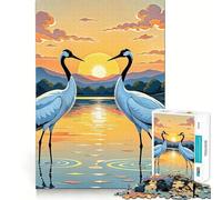 Puzzle da 1000 pezzi per ragazzi Due gru al tramonto Gioco a incastro Gioco di abilità mentale Divertimento Tempo libero Divertimento Natale Casa Arte (38x26cm)