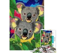 Puzzle da 1000 pezzi per ragazzi due koala tra la vegetazione colorata Gioco interattivo giocattolo coinvolgente per coltivare la pazienza Regalo di compleanno Un'opera d'arte (dimensioni 75x50cm)