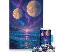 Puzzle da 1000 pezzi per ragazzi: Due lune su un oceano cosmico gioco educativo allena la mente e la mano regalo per amici e familiari 38x52cm