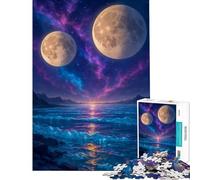 Puzzle da 1000 pezzi per ragazzi Due lune su un oceano cosmico gioco rilassante ed educativo ideale come regalo di compleanno per chi ama l'analisi e la logica (dimensioni 75x50cm)