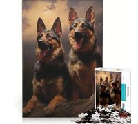 Puzzle da 1000 pezzi per ragazzi: Due pastori tedeschi al crepuscolo gioco educativo allena la mente e la manualità regalo per amici e familiari 38x52cm