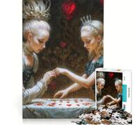 Puzzle da 1000 pezzi per ragazzi Due Regine e Cuori ispirato ad Alice nel Paese delle Meraviglie gioco rilassante decorazione da parete per compleanno e Natale 38x52cm